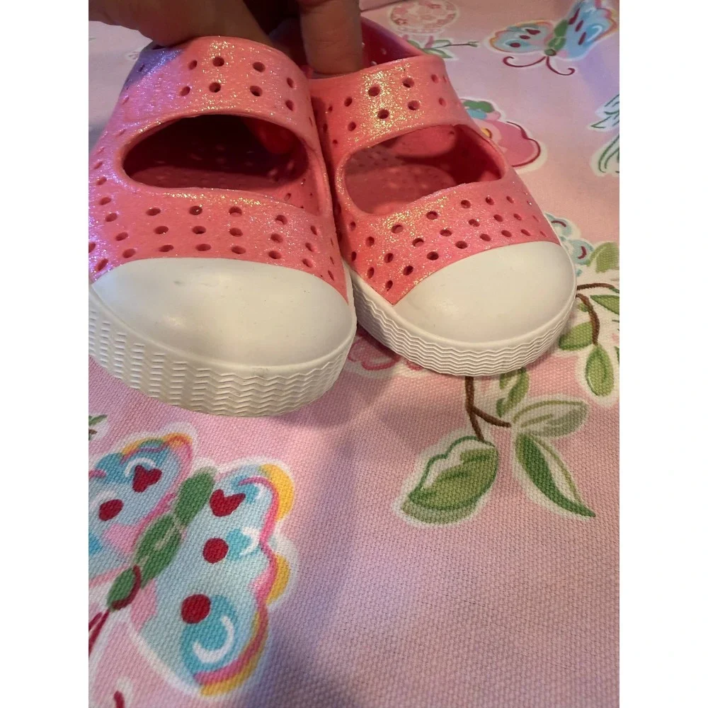 Native Shoes Juniper Pink Glitter Mary Jane Slip On Sneakers Kids Size C6